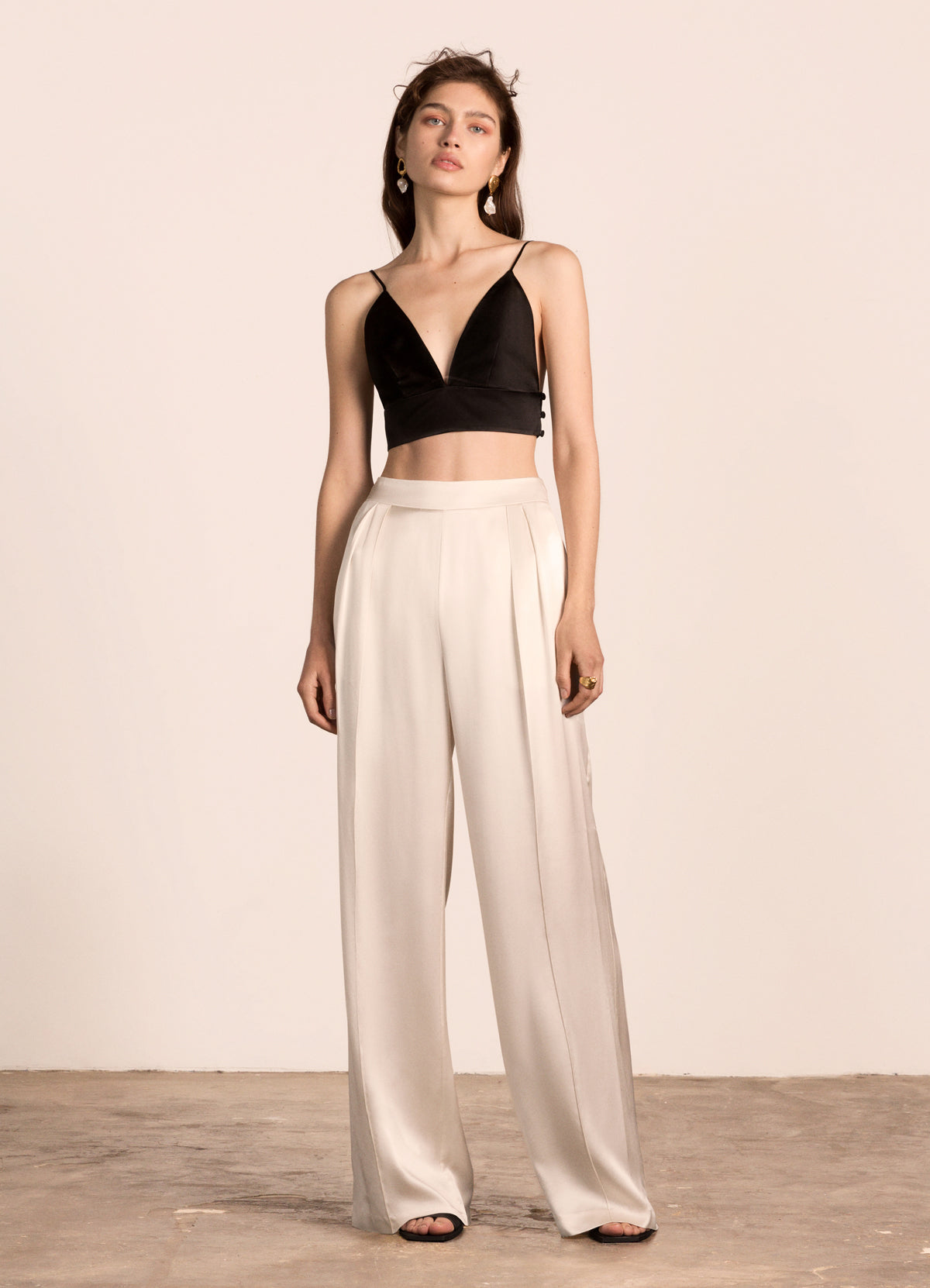 Pleated silk pants outlet